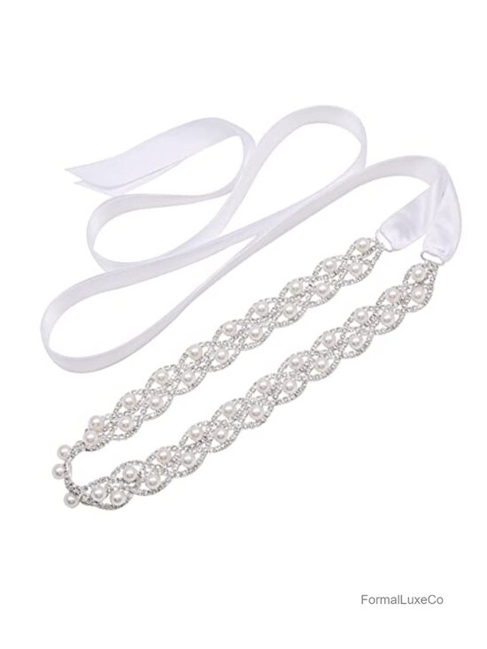 Handmade Crystal Rhinestone Pearls Bridal Wedding Belt Sash for Bride Dress main image 6
